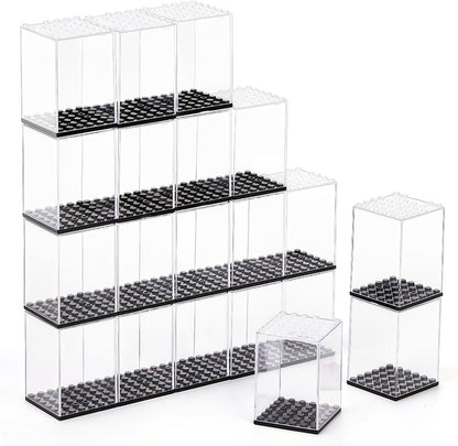 Minifigure Display Case 20-Pack – Clear Acrylic Stackable Storage Boxes for LEGO Figures, Action Figures & Collectibles | Dustproof 360° Showcase, 2.68×1.89×1.89 in