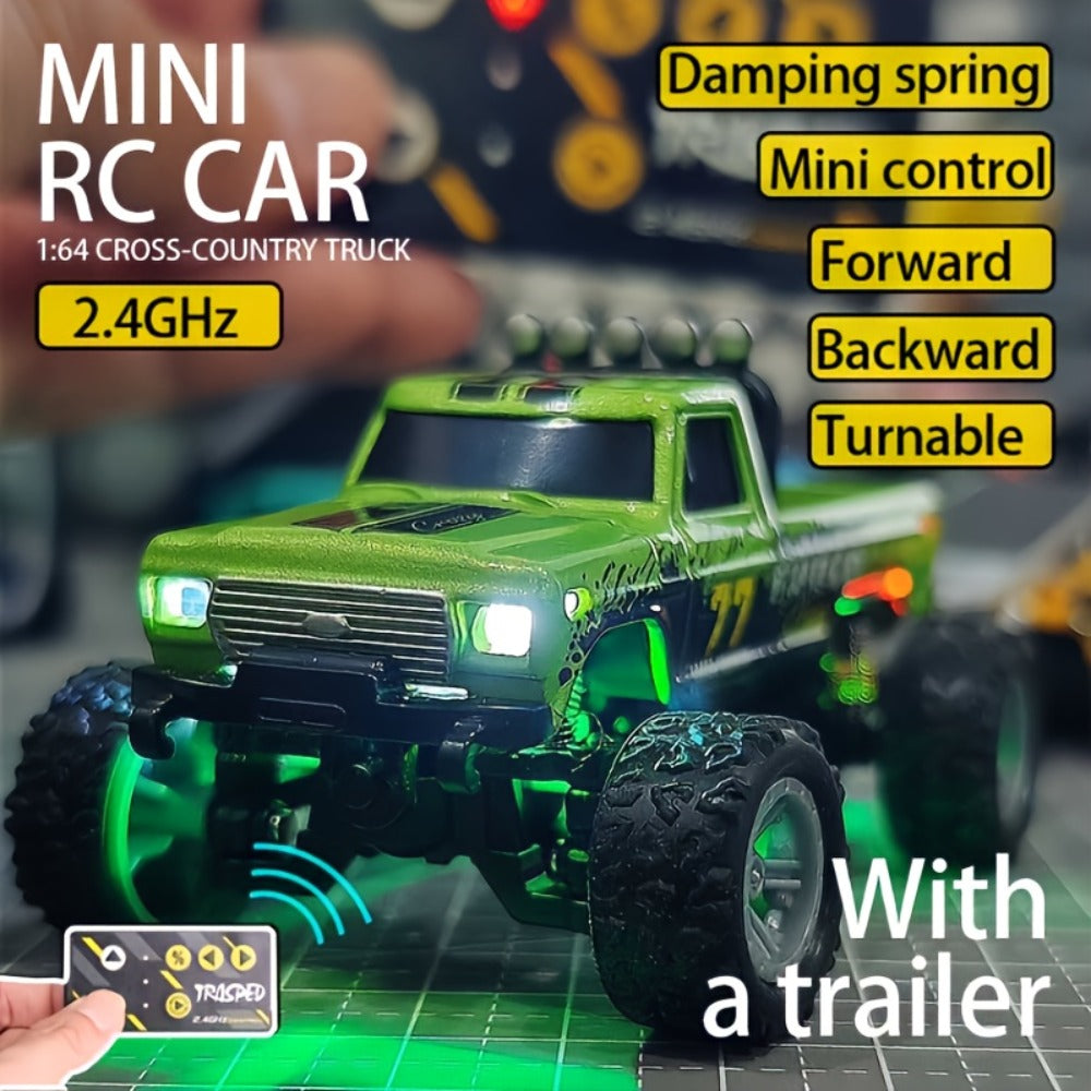Mini RC Car 1:64 Scale Alloy Remote Control Off-Road Truck with Shock Absorbers – Boys Gift Birthday Christmas Halloween (Dark Gray/Teal/Blue/Mixed)