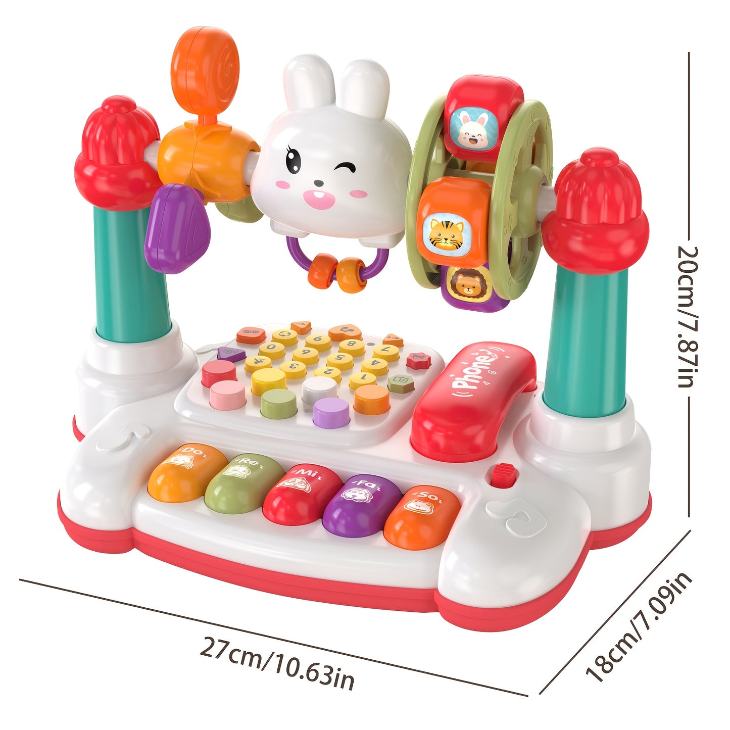 JOVOW, Toys, Multifunctional Rabbit Phone, Educational Storytelling Machine, Piano Music Light Toy, Multiple Modes to Switch, Sensory Toy for Kids, Easter Halloween Birthday Gifts, Christmas Gift