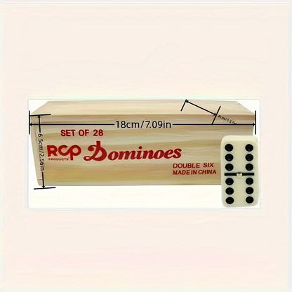 Double 6 Dominoes Set - Classic Family Game Night, Smooth End 28pcs Set in Stylish Wooden Case Perfect for Gatherings And Fun-Filled Evenings