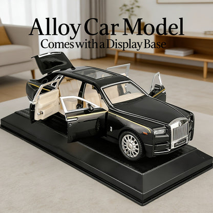 Collectible Diecast Car Model Zinc Alloy with Display Base & Openable Doors – Highly Detailed Static Decoration for Home Office Desk, Gift for Car Enthusiasts (White / Black / Pink)