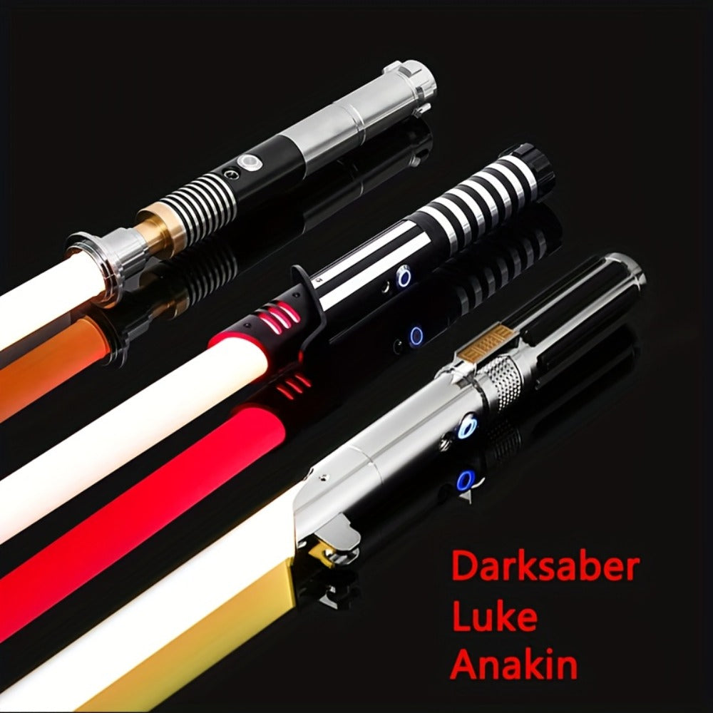 Light Up Saber with Metal Handle RGB 16 Colors – LED Cosplay Laser Sword with Sound Effects | Anakin Luke Darksaber Style, Halloween Costume Toy & Christmas Gift for Kids Adults