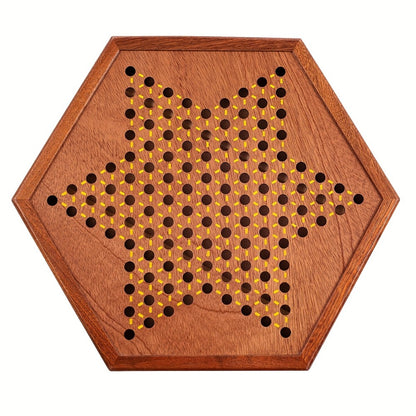 Deluxe Wooden Chinese Checkers Game Set 12.5 Inch Hexagonal Board with Storage Drawer 60 Acrylic Marbles – Classic Family Strategy Board Game for Kids Adults Game Night Gift