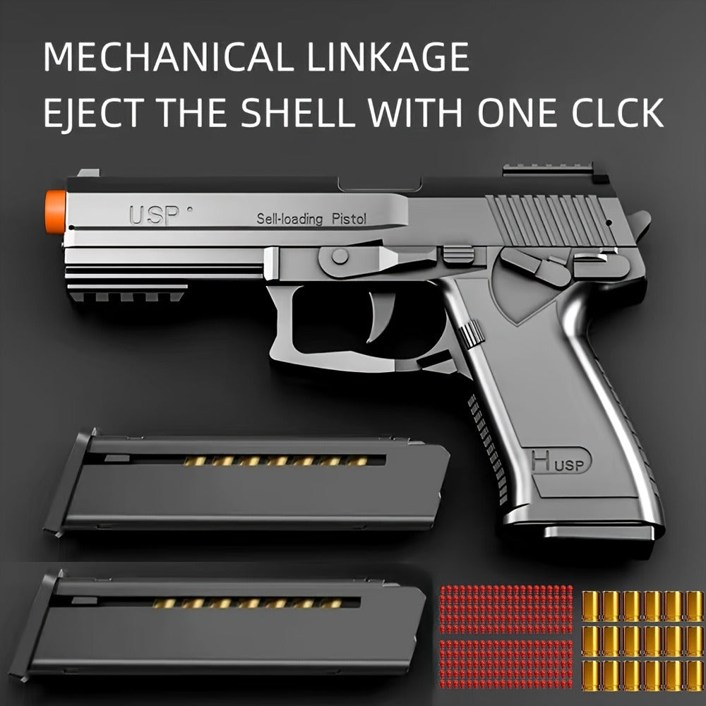 2024 USP Toy Gun Soft Clip Pistol, Continuous Shooting, with Ejecting Shells, Toy Foam Blaster, Cool Rapid-Fire Toy Gun Educational Models, Outdoor Shooting Games, Halloween, Thanksgiving, Christmas, Birthday Gift for Boys Girls