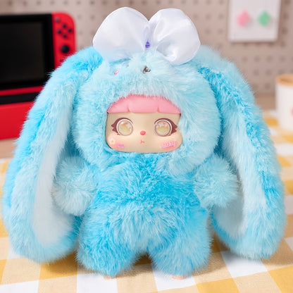 1pc Cute Rabbit Plush Toy With Detachable Face, Suitable For Collection, Christmas, Valentine'S Day, Birthday Gift, Holiday Gift
