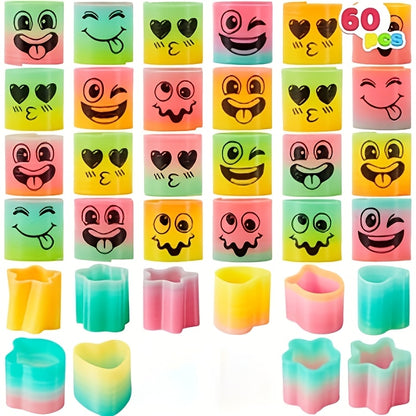60pcs Spring Rainbow Party Favor, Plastic Toy, Fidget Stress Coil Mini Springs Bulk Toys for Carnival Prize Party, Goodie Bag Stuffers, 60pcs Party Favors for Kids Mini Spring Toys Plastic Coil Rainbow Fidget Toy Party Supplies for Birthday Goodie
