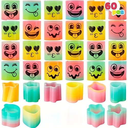 60pcs Spring Rainbow Party Favor, Plastic Toy, Fidget Stress Coil Mini Springs Bulk Toys for Carnival Prize Party, Goodie Bag Stuffers, 60pcs Party Favors for Kids Mini Spring Toys Plastic Coil Rainbow Fidget Toy Party Supplies for Birthday Goodie