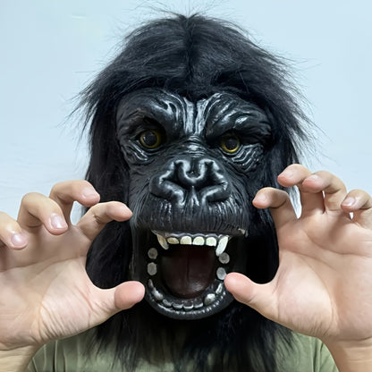 Elephant Monkey Latex Full Head Mask Realistic – Black White Animal Costume Mask for Adults Halloween Costume Parties Cosplay Prank Photo Prop Birthday Gift Durable