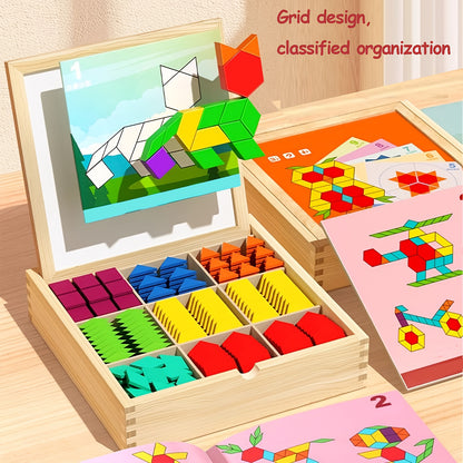 280/220/180/128pcs Creative Magnetic Wooden Puzzle, Jigsaw Puzzle Board Toy, Develops Logical Thinking, Magnetic Building Blocks, Children's Toy, Educational Toy, Geometric Shape Recognition Learning, Toy for Kids Ages 3, 4, 5, 6, 7, 8, Easter Gift
