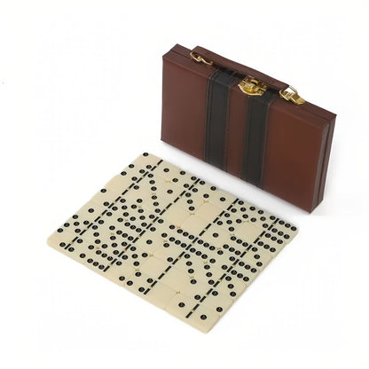 Double 6 Domino Set with Storage Case & Metal Spinner - 28 Tiles Classic Black Domino Game for Adults Kids Family | Premium Packaging 1 or 2 Pack | Holiday Christmas Thanksgiving Birthday Gift