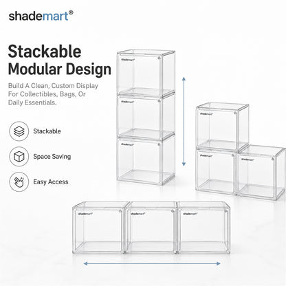 3pcs Clear Display Case Dustproof Storage Bins Containers Organizer Bag Show Box For Collectibles/ Car Model