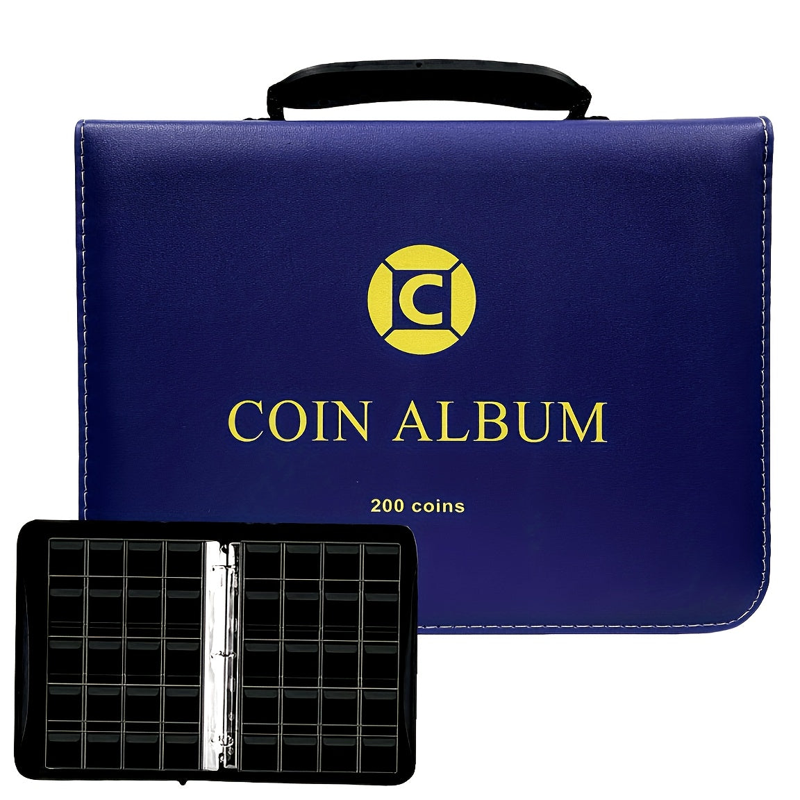 Zipper And Handle 200/320 Pocket Coin Collection Book -with 10/20 Pages A Black Storage Book Suitable for Displaying And Organizing Currency And Commemorative Coins, Coin Storage Book, Suitable for 20/25/27/30mm Coins
