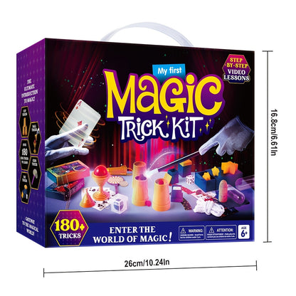 SYNCFUN 180+ Magic Trick Set Toy for Kids, My First Magic Trick Kit- Amazing Magician Toy with Step-by-Step Video Lessons, Easy Tricks Of Wand And Illusion Cards, Cool Christmas Birthday Party Gifts for Boys And Girls Aged 6+