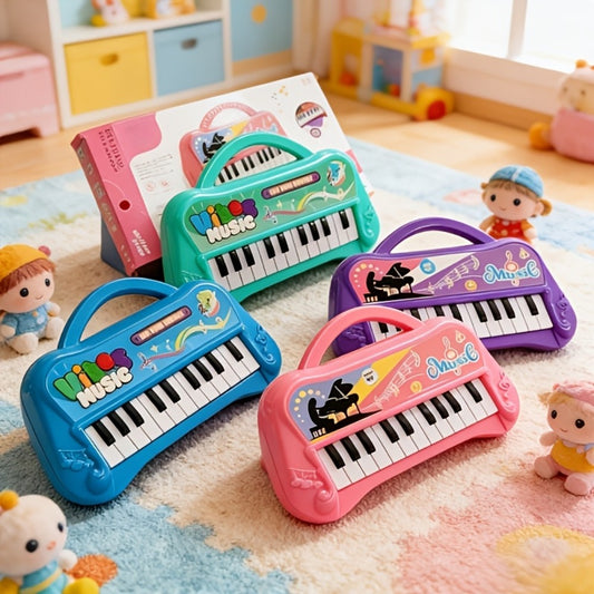 Kids Mini Piano Keyboard 13 Keys, Portable Electronic Music Toy for Toddlers, Educational Birthday Christmas Halloween Gift for Boys & Girls Ages 2+, Blue, Green, Purple, Pink