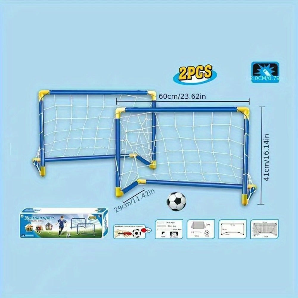 Kids Soccer Goal Set 2 Balls 2 Goals Portable Easy-Assemble Youth Soccer Football Set Indoor Outdoor Backyard Family Game Birthday Christmas Gift Boys Girls Ages 3+