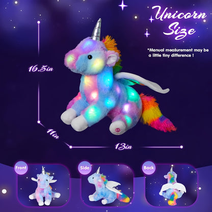 Musical Glowing Rainbow Unicorn Plush Toy, Happy Mother'S Day Gift, Perfect Playing Companion Doll, Glow in The Dark Stuffed Animal, Birthday Party Gift Toy for Kids, Holiday Favor Ornaments