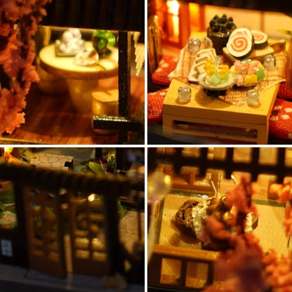 DIY Miniature Dollhouse Kit Sakura Garden Japanese Style – Wooden Tiny House with Tatami Flooring & Furniture, Handmade Creative Build for Adults Teens & Kids, Collector Display Gift Birthday Christmas