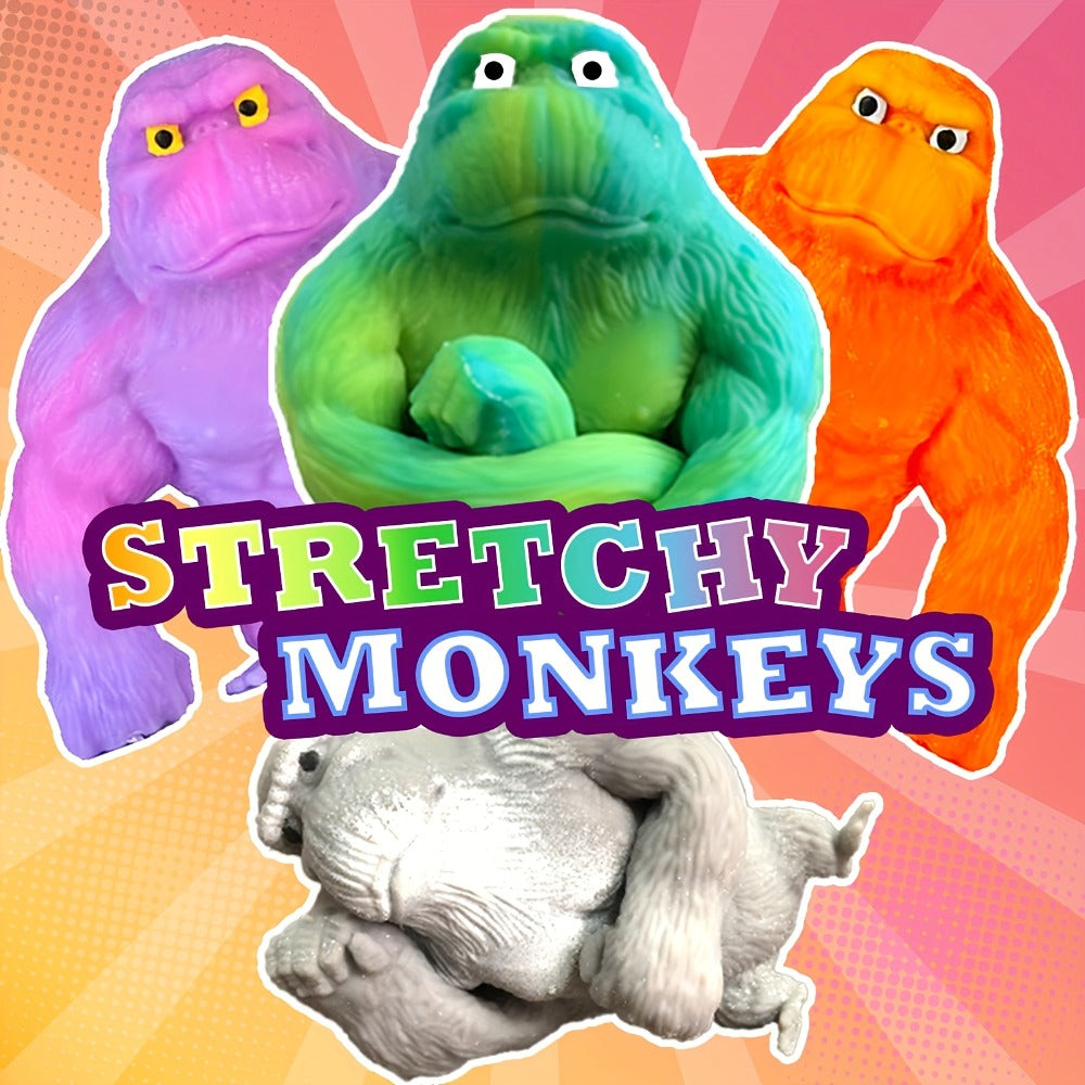 Stretchy Gorilla Fidget Toy Squeeze Monkey – Sensory Stress Relief Squishy Monkey with PVA Sponge Fill, Kids Party Favor Gift for Christmas Halloween Easter Basket Stuffers