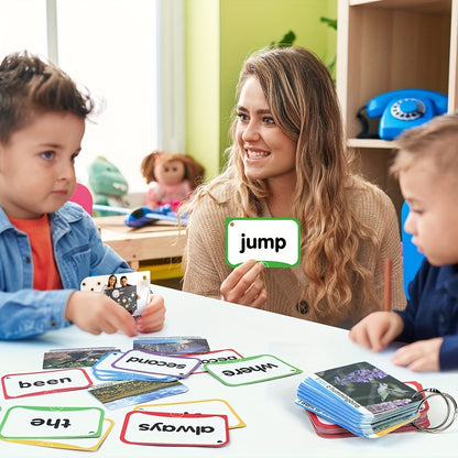 Sight Words Flash Cards 350 Dolch & Fry High Frequency Words – 5 Color-Coded Levels Pre-K to 3rd Grade, Laminated Double-Sided Reading Flashcards with Rings, Homeschool Classroom Gift for Kids Ages 3-9