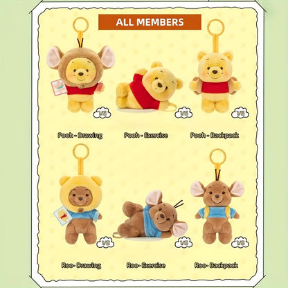 Random 1pc MINISO Disney Winnie The Pooh & Friends Series Figure Ornament. Contains Collectible Figures Of Winnie The Pooh, Tigger, Eeyore, Kanga And Roo with Classic Styled Outfits. Adorable Dolls, Ideal Gifts for All Occasions.