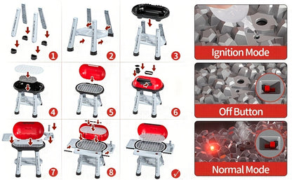 Imaginative BBQ Grill Playset for Kids, Two-Tier Structure, Includes Toy Food Items Like Meats, Fruits, Spices, And a Functional Water Tap, Suitable for Girls Aged 3 And Up