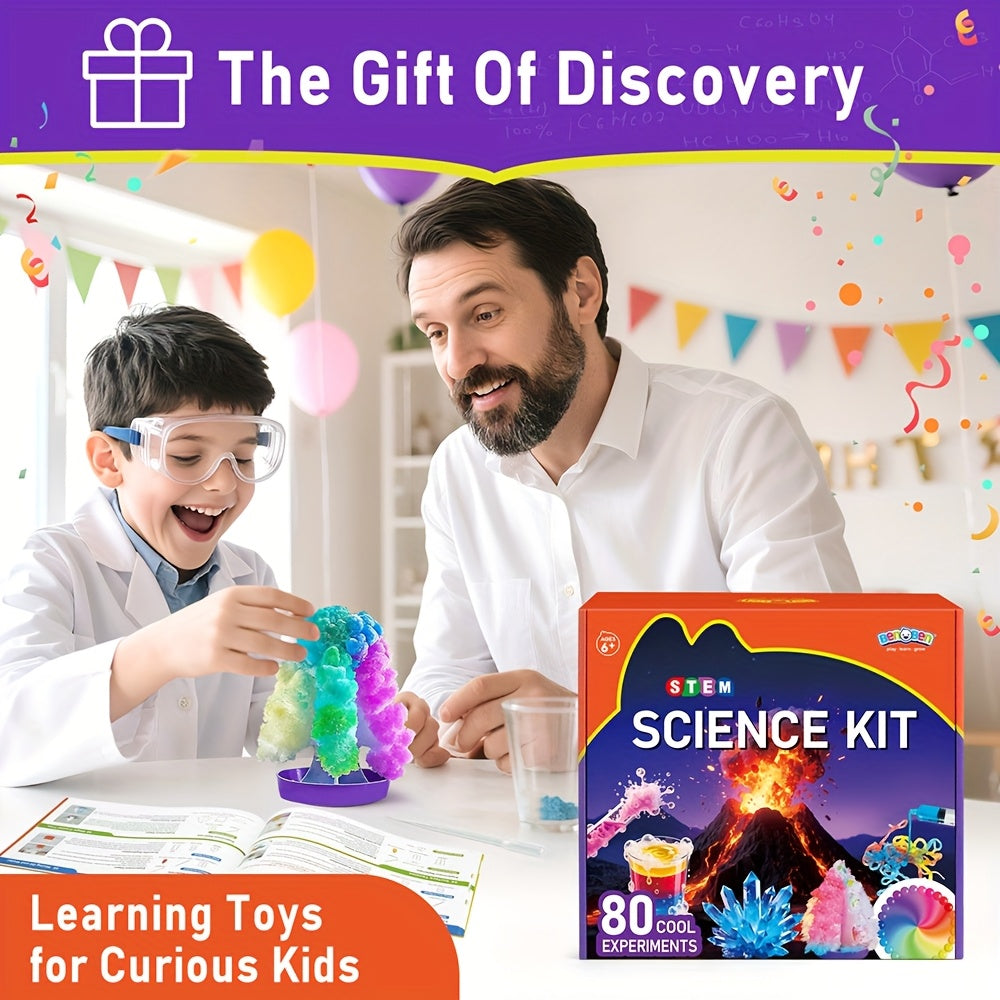 [Birthday Christmas Gifts] 60/80/105 Lab Experiments, Wonder Science Kit, Experiments Educational Toy for Kids, Growing Crystal, Explore Chemistry Reactions & STEM Lab Activities, Birthday Christmas Gifts for Boys And Girls Children Ages 6-12