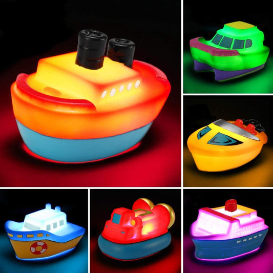 Light Up Boat Bath Toys 6 8 Pack – Flashing Color Changing Floating Ship Toys for Baby Toddler Kids, Bathtub Shower Pool Party Gift, Random Colors