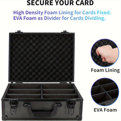 Trading Card Storage Box for 3x4 Top Loads 35pt Rigid Cards Holds 600 Plus – Sports Card Organizer Case with Lock for Pokemon Baseball Basketball Football Cards
