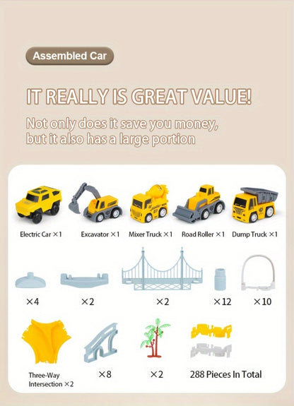 Roller Coaster Track Set 467pcs for Kids Ages 3 4 5 6 7 8 – Electric Race Car DIY Assembly Obstacle Challenge Track Toy STEM Engineering Gift Boys Girls Birthday Christmas