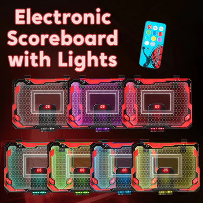 Indoor Basketball Hoop for Kids Over the Door – Light Up LED Scoreboard 4 Balls Air Pump 3 Game Modes 7 Light Shows, Active Sport Toy Gift for Boys Girls Ages 3 to 14 (Red)