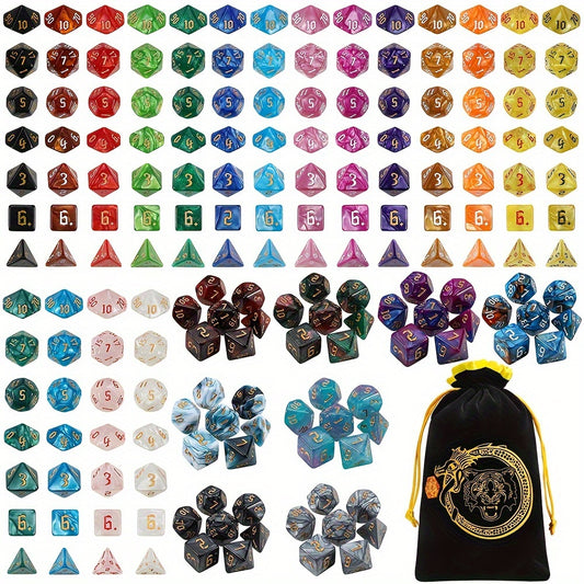 182pcs CiaraQ DND Dice Set Compatible for D&D RPG MTG - Complete Polyhedral Dice with Large Flannel Bag, D20 D12 D10 D8 D6 D4, Tabletop Game Dice Gift for Gamemasters, Great for Christmas & RPG Tabletop Games (182pcs)