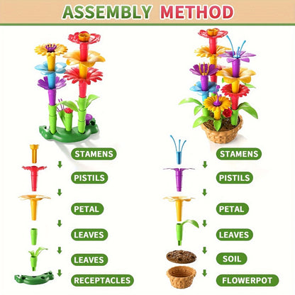 Flower Garden Building Toys for Kids 235 Pieces – STEM Educational Activity Brick Set Creative Floral Construction Toy for Boys & Girls Ages 3+, Best Birthday Easter Christmas Holiday Gift