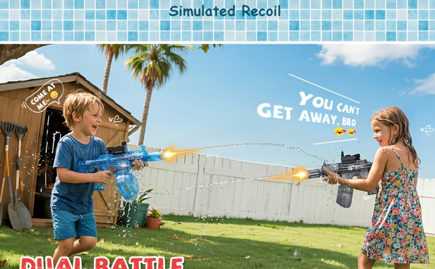 Kids Sound & Light Electric Water Gun Ages 3-8 – Auto Squirt Blaster with Large Tank & LED Effects, Summer Outdoor Pool Beach Backyard Party Toy, Birthday Gift for Boys & Girls, 1pc or 2-Pack