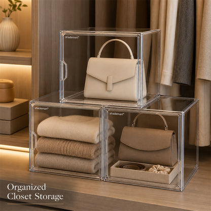 3pcs Clear Display Case Dustproof Storage Bins Containers Organizer Bag Show Box For Collectibles/ Car Model