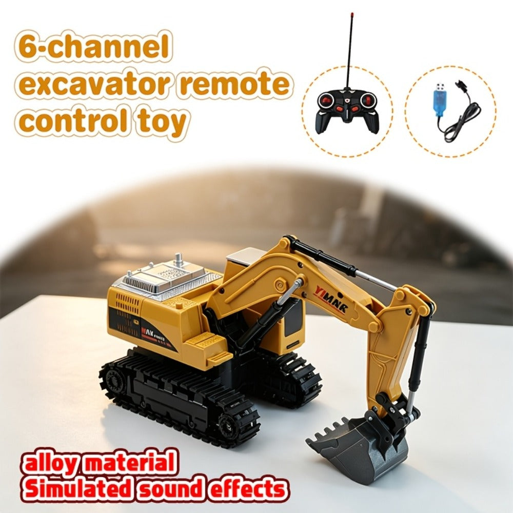 Alloy RC Construction Vehicle Toy for Kids – 2.4GHz Remote Control Excavator, Loader, Dump Truck with Alloy Metal Cap, Light & Sound, Rechargeable Battery, Boys Gift for Halloween Thanksgiving Christmas