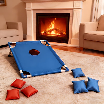 [Portable Beanbag Game] 1 Portable Beanbag Throwing Game Kit - Foldable, Durable, And Portable, Perfect for Outdoor Parties, Camping, And Backyard Fun - Available in Red And Blue Upgraded Versions, Includes 1 Hole Board And 12 Beanbags, Red And Blue Two-T
