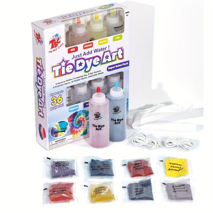 8-Color Tie Dye Kit for Kids & Adults – All-in-One DIY Fabric Dye Set with Squeeze Bottles Gloves Rubber Bands & Refill Packs, Tie-Dye Party Activity Gift 36+ Projects