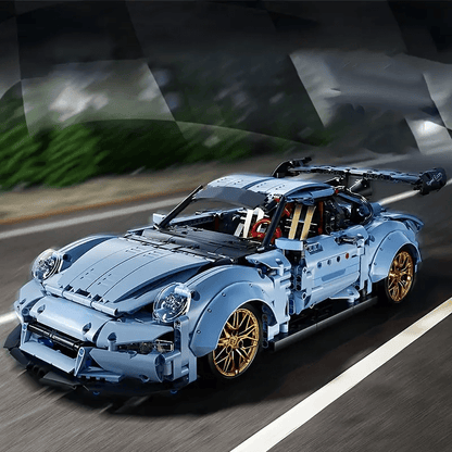 2100pcs Cool Toys for Men Creative Misty Blue Lowrider Sports Car Building Blocks Model Fashionable Model Desktop Ornament Room Decoration, Home, Adult Building, Valentine'S Day Gifts
