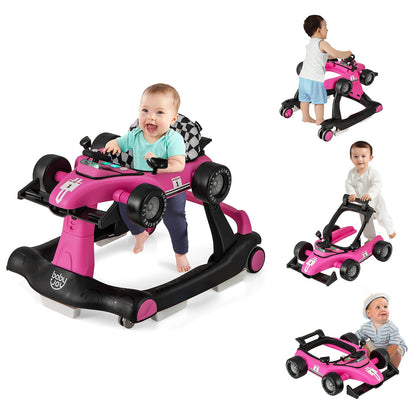 4-In-1 Baby Walker Foldable Activity Push Walker Adjustable Height Blue