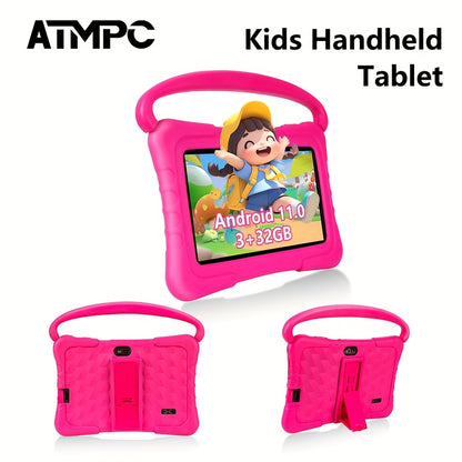 ATMPC 7 Inch Kids Handheld Tablet PC, Android 11 Tablet, 3GB RAM+32GB ROM, WIFI,DualCameras, Parental Controls App, Educational Games, Children's Mini Game, LearningMachine, Learning Tablet, New Year's Gift, Children's Enlightenment Tools