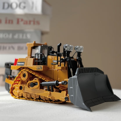 RC Construction Vehicle Toy 2.4GHz Remote Control Excavator Bulldozer Loader with Alloy Metal Cover Lights Sound Effects, Crawler Tractor Truck for Boys Ages 8 and Up, Birthday Gift