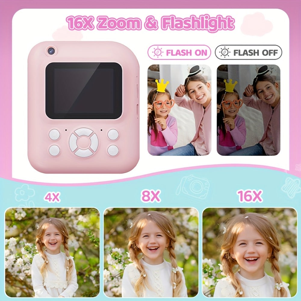 Camera Paper/New Instant Print Digital Camera, 1080P 2.4 Inch Screen Super Cute Instant Camera with 3 Rolls Print Paper & 32GB Card, Camera Paper, Card Readers and a 32GB Memory Card Can Be Purchased Separately, Digital Camera Kids Gift for Kids 3-12