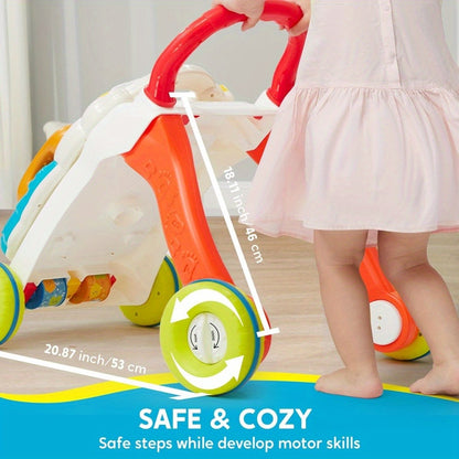 Sit to Stand Baby Push Walker 2-in-1 Adjustable Speed Learning Walker Detachable Play Panel 7-Mode Piano Light-Up Buttons Sound Effects | Infant Walking Toy for Boys Girls | Baby Shower Birthday Gift