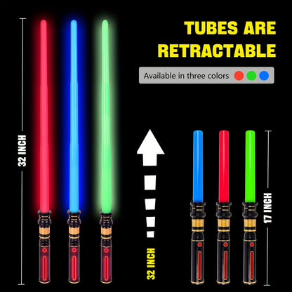 3 Pack Light Up Sword, Light Up Sword For Kids With FX Sound, Expandable Light Up Sword For Cosplay Halloween Dress Up Parties Birthday Christmas Gift