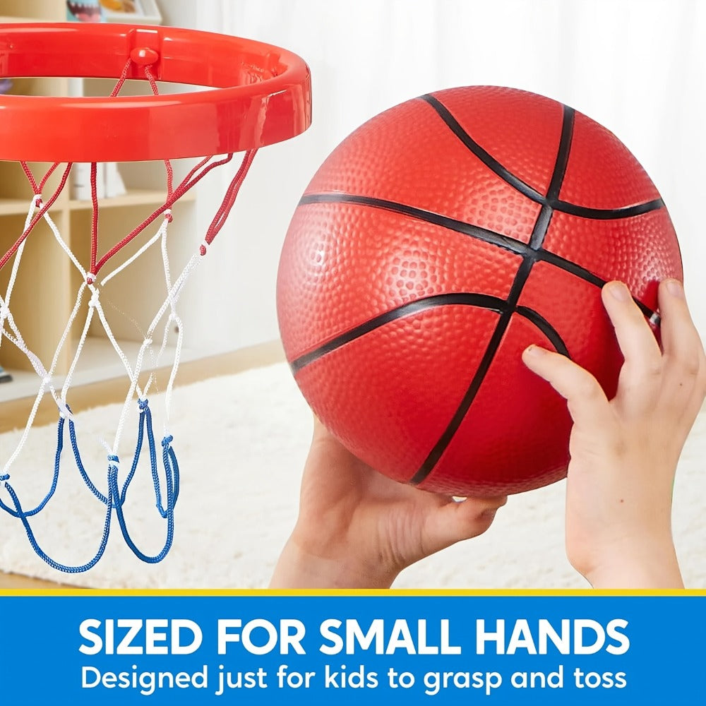 Indoor Basketball Hoop for Kids Over the Door – Light Up LED Scoreboard 4 Balls Air Pump 3 Game Modes 7 Light Shows, Active Sport Toy Gift for Boys Girls Ages 3 to 14 (Red)