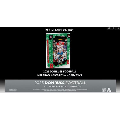 2025 Panini Donruss Football Holiday Tin + Jumbo Value Pack Bundle – 3 Exclusive Press Proof Purple Cards, 400-Card Base Set, Gridiron Kings & Rookie Hits for NFL Collectors