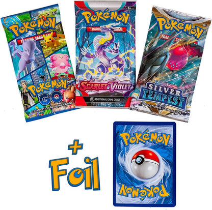 Pokemon TCG: 3 RANDOM Booster Packs & 1 Random Foil | Includes 3 Booster Packs of Random Cards & 1 Individually Packed Foil Card.