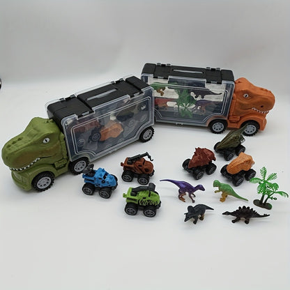 T-Rex Dinosaur Car Playset for Kids – Large Dino Truck with Mini Dinosaur Cars Figures & Accessories, Boys Dino Vehicle Toy Birthday Gift Ages 3 4 5 6