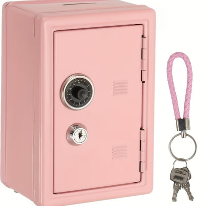 Metal Coin Bank Safe with Key and Combination Lock – Secure Steel Money Box with Removable Drawer, Coin Slot & Cash Storage for Home Office, Kids Gift