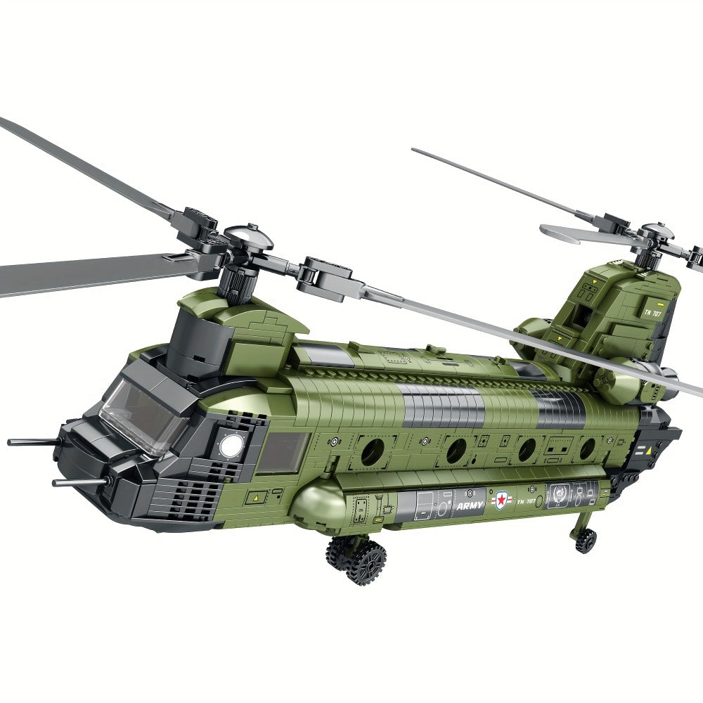 Chinook Helicopter Building Blocks Set 1622 Pcs – US Military CH-47 Transport Helicopter MOC Model Kit for Adults & Teens, Military Aircraft Display Build, Christmas Birthday Gift for Aviation Fans